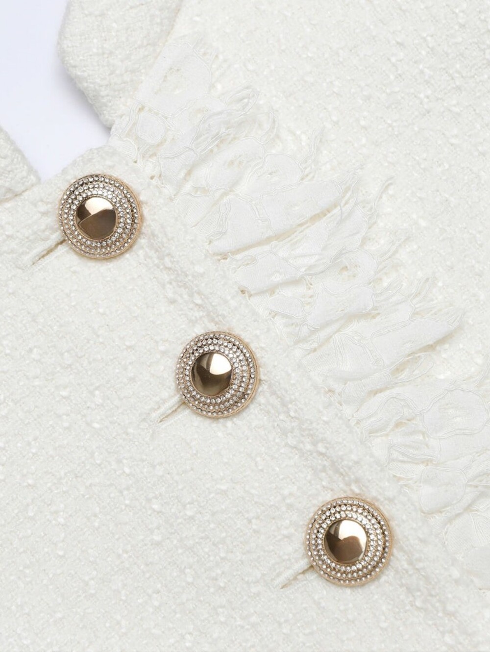 Self Portrait Cream Boucle Polka Dot Midi Dress - Picture 5 of 9